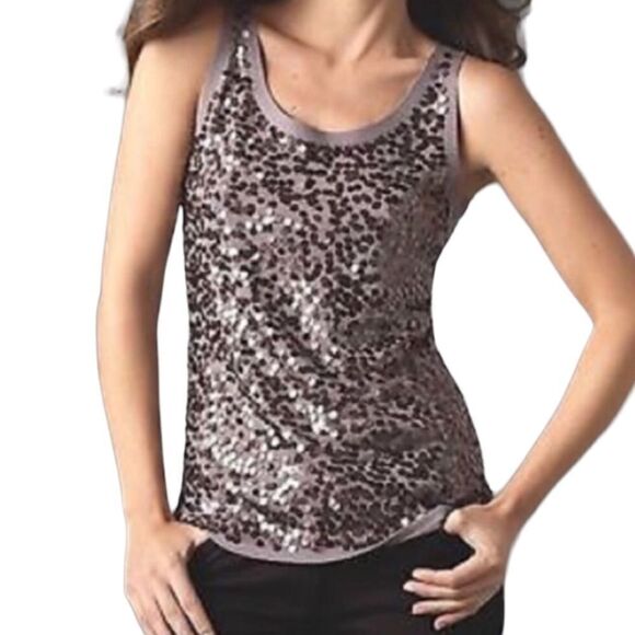 Eileen Fisher Icy Plum 100% Merino Wool Sequin Evening Tank Top Sz PP or XS - Picture 16 of 16